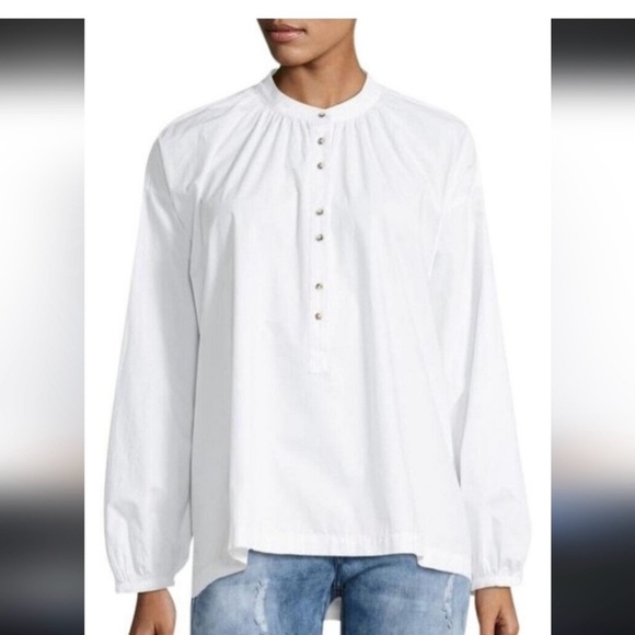 Free People Hey Baby Hi-Low Oversize Top 100% Cotton Size medium - Picture 2 of 12